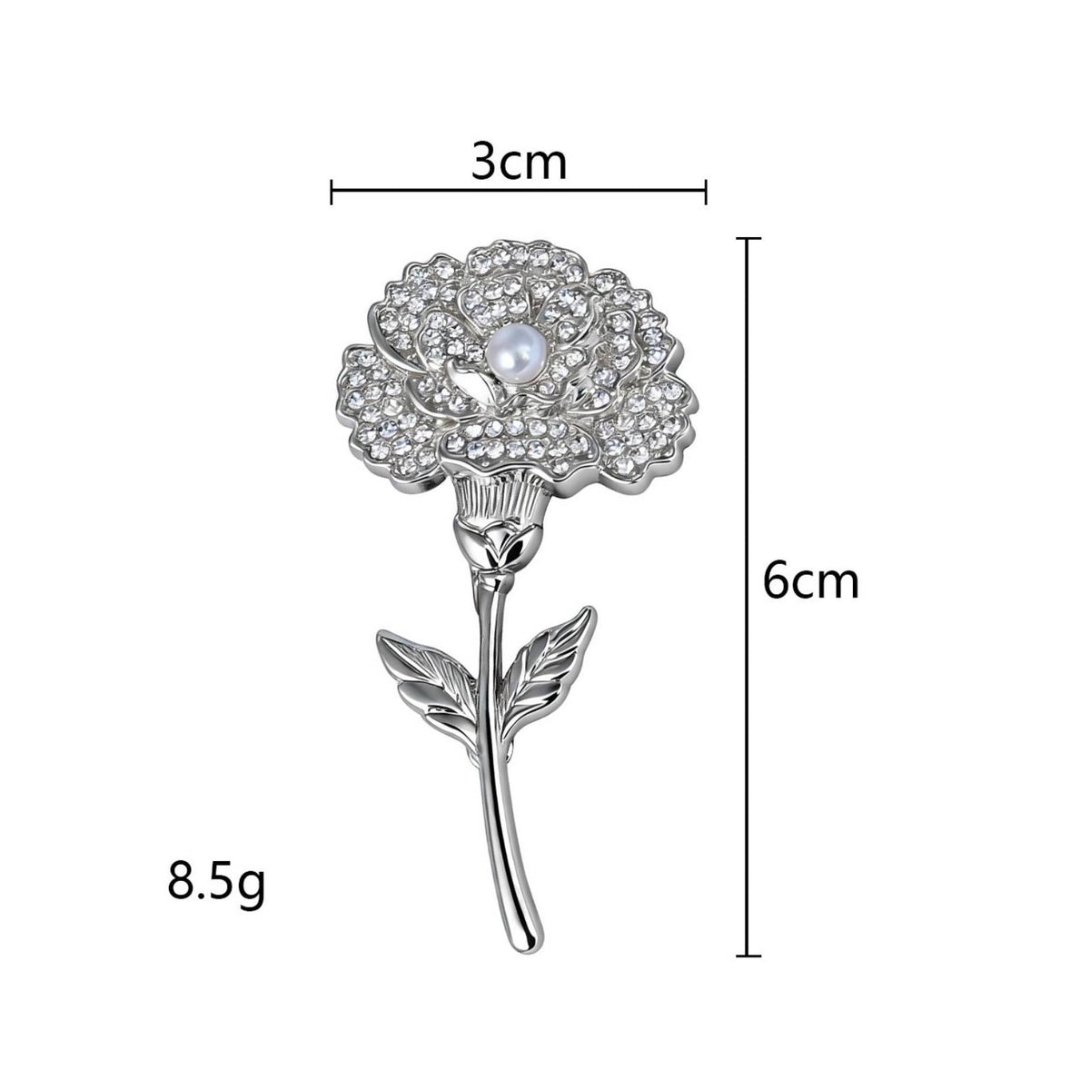 Carnation Flower Brooch Mother's Day Gift Flower Brooch Rhinestone Embellished
