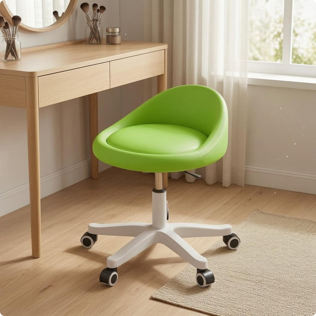 Adjustable Vanity Chair Comfortable Cushion Rolling Vanity Chair Wear-Resistant