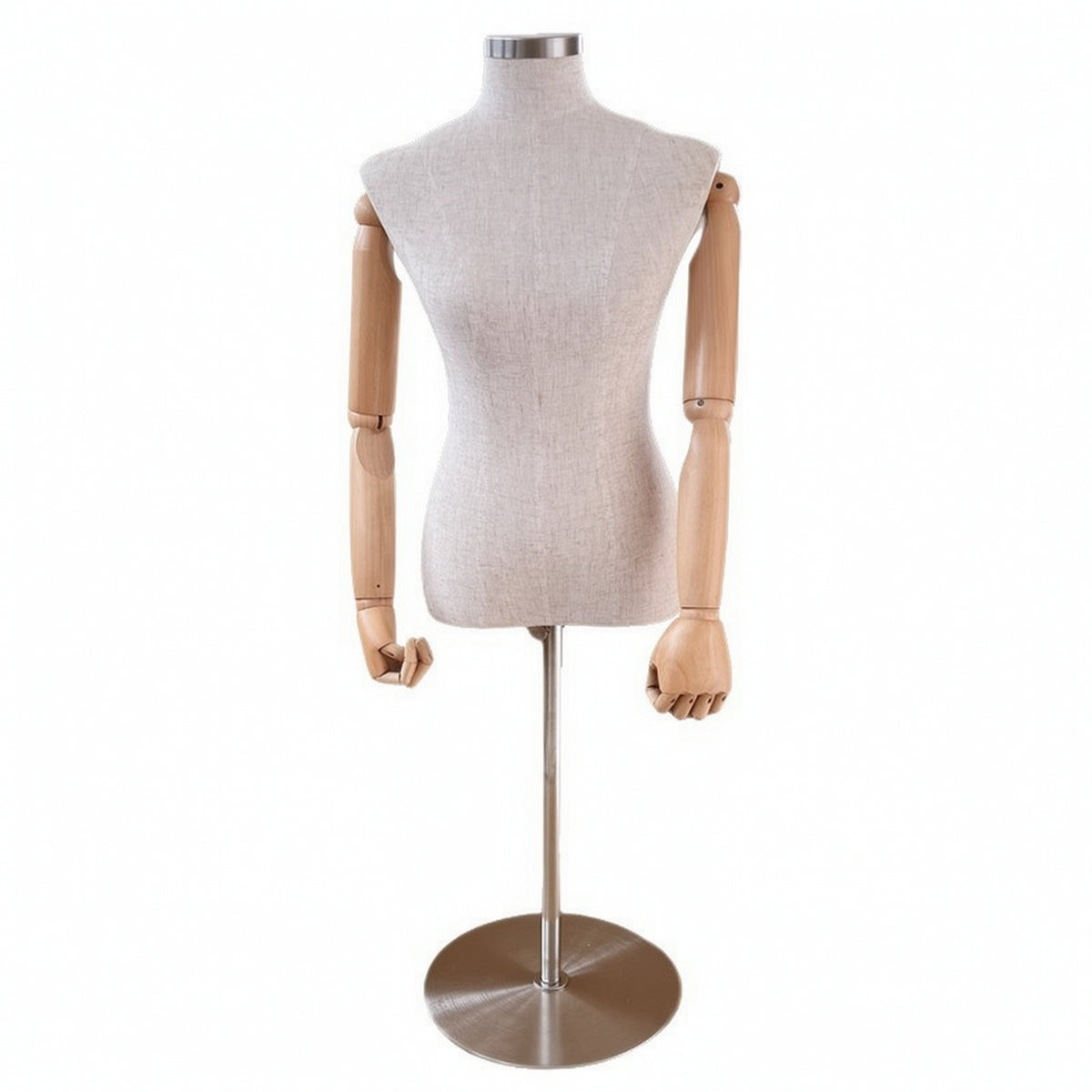 Half-Body Mannequin with Articulated Arms Sturdy textileCovered Dress Form with Metal Base Stable Mannequin Torso for Retail Shops