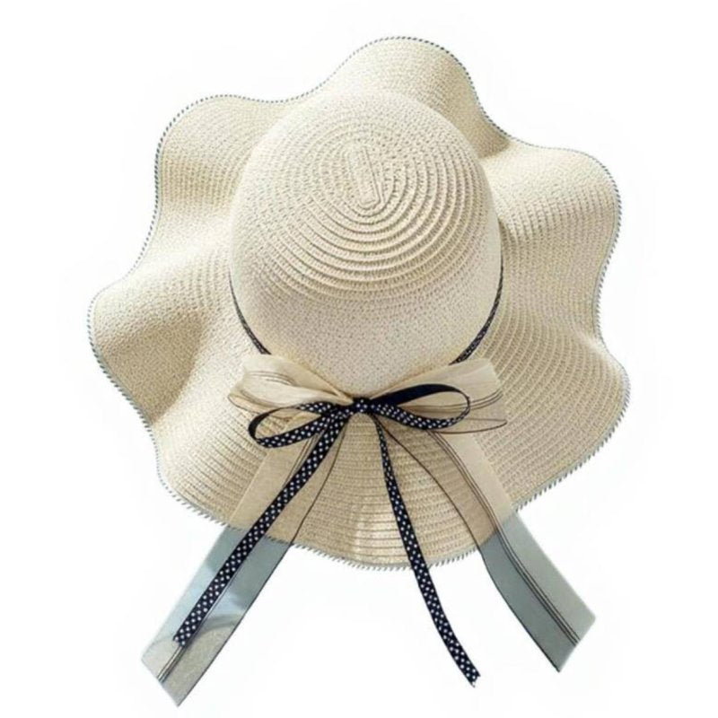 Wide Brim Raffia Sun Hat, Bowknot, Summer Shade for Women