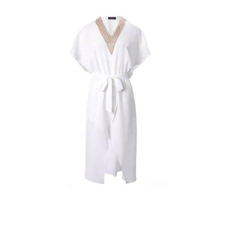Lace V-Neck Dress, Summer Relaxed, Split Hem, Stylish Women, European
