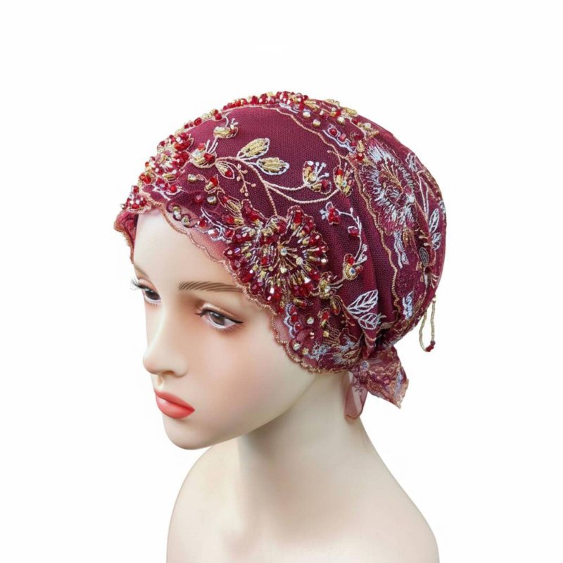 Lace Headscarf Cap, Tassel Fishtail Turban, Ethnic Style for Women