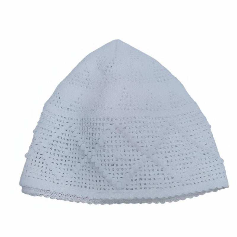 Handmade Crochet Mesh Cap, Breathable Muslim Prayer Hat for Men, Autumn