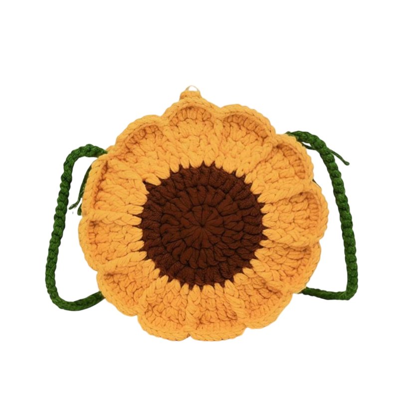 Crochet Yarn Bag, Handmade Floral Small Shoulder Purse, Soft Knit, 2025