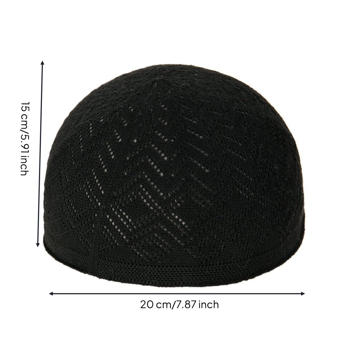Arab Style Kufi Cap, Men's Breathable Knitted Prayer Hat, Adjustable