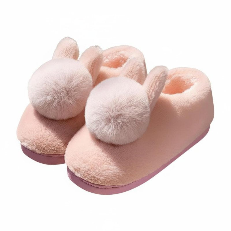 Women's Winter Plush Bunny House Shoes, Non-Slip, Warm Cartoon Indoor Slippers