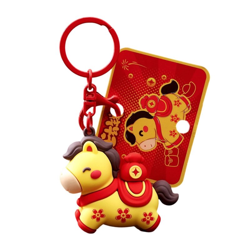 Lucky Horse Keychain, Zodiac Plush, New Year Symbol, Cartoon Design