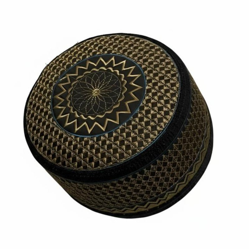 Men's Muslim Prayer Cap, Ethnic Cotton Hat, Computer Embroidered, Traditional Colors