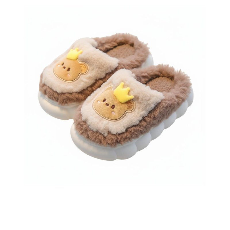 Cute Bunny Winter Kids Slippers, Plush Lined, Non-Slip, Thick Sole, Indoor Warm Home Shoes, Parent-Child