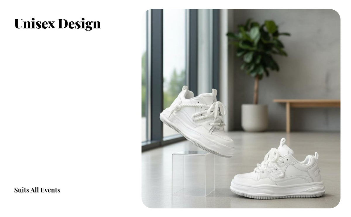cream shoes, 8cm Height Increase, Unisex Chunky Sole, fashionable Minimalist Board Shoes