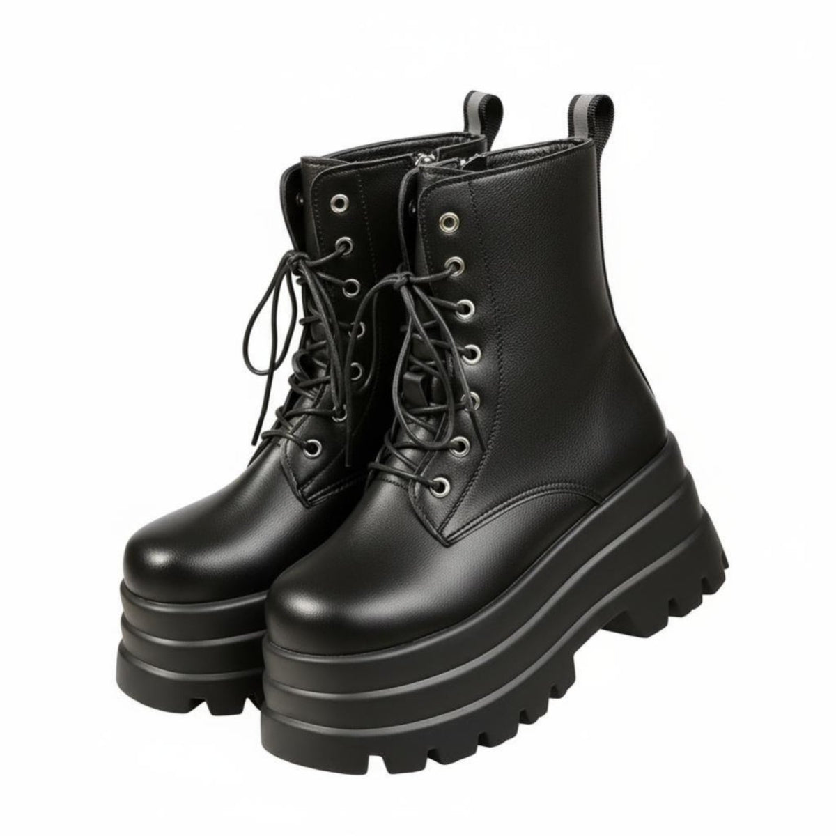 Genuine Leather Ankle Boots, British Style Elevated Short Boots, 9cm Thick Sole Leg Effect, Fastener Closure