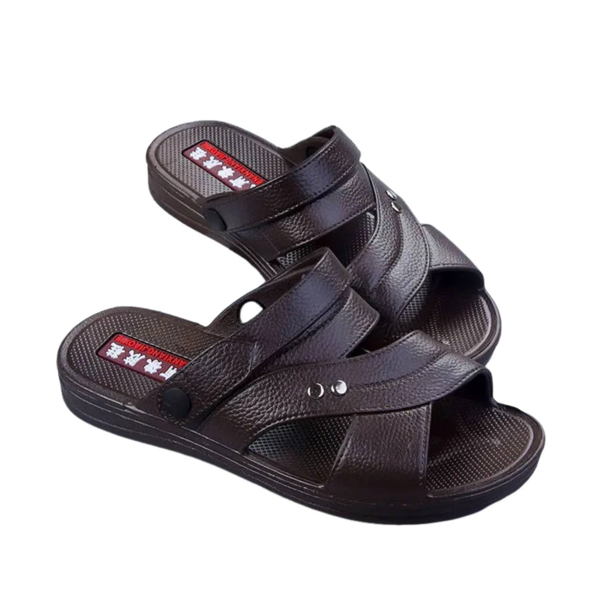 Men's Rubber Sandals, Summer Flip-Flops, Versatile, Thick Sole, Non-Slip, Open Toe, Outdoor Beach Shoes