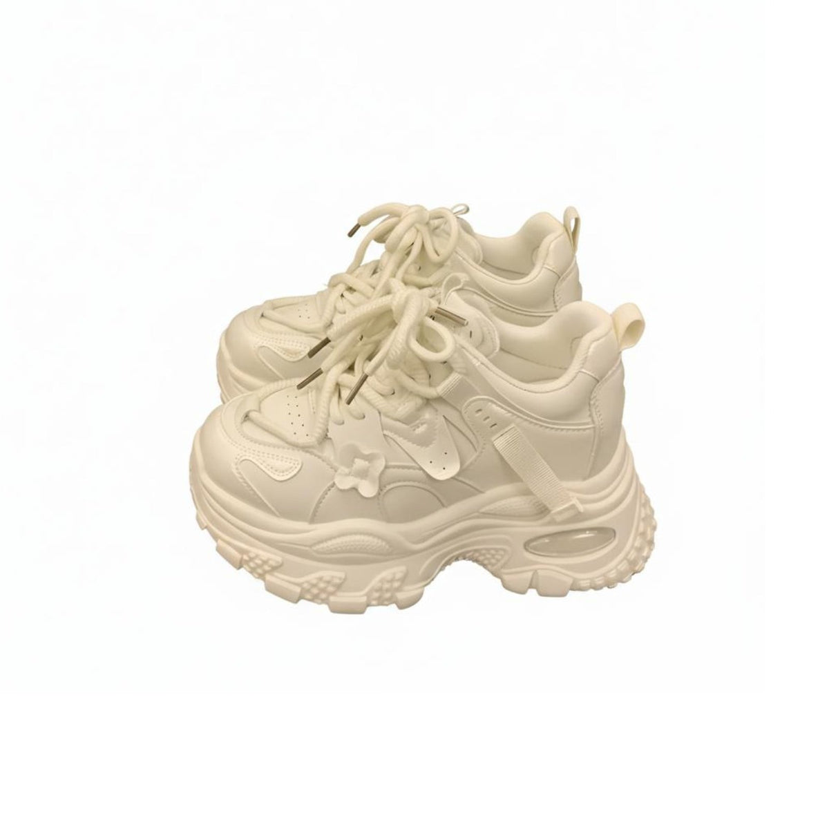 Chunky Dad Shoes, Height Boost, Women's Autumn Trend, Sporty Everyday Sneakers, Breathable, Black or Cream