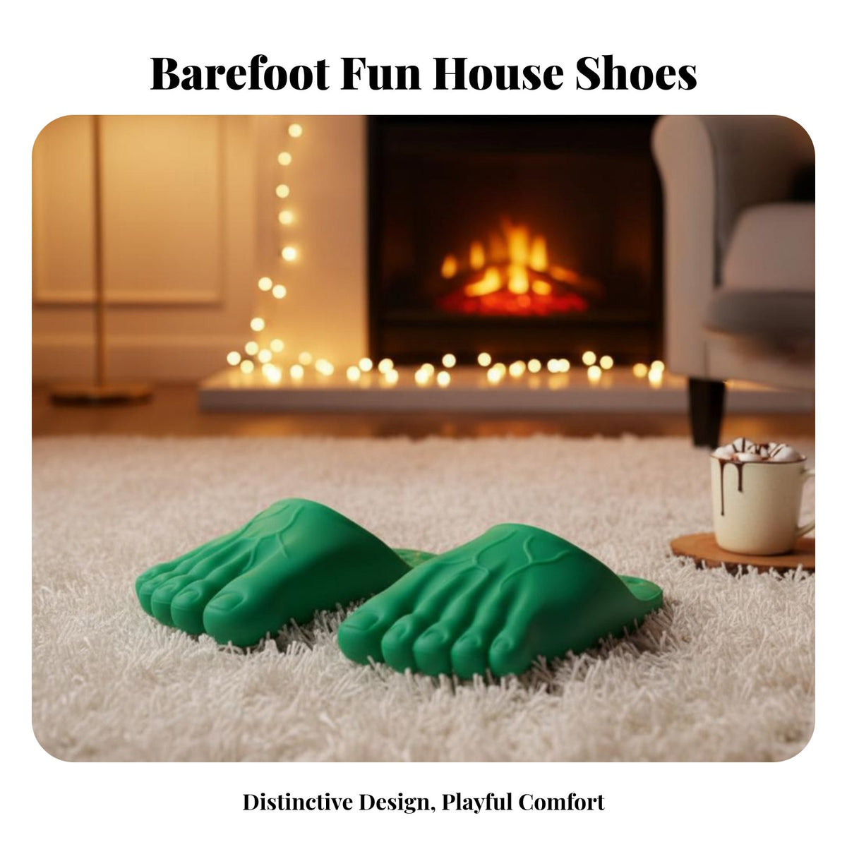 Large Foot Plush House Shoes, Realistic Barefoot Toe, Fleece Lined, Funny Winter Indoor Shoes