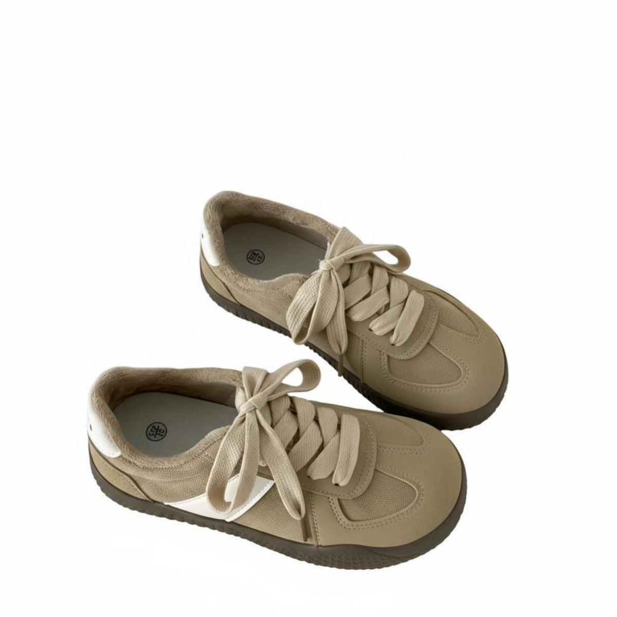 Retro German sneakers, faux lined, cross lace-up, warm autumn winter shoes for women, unique round toe