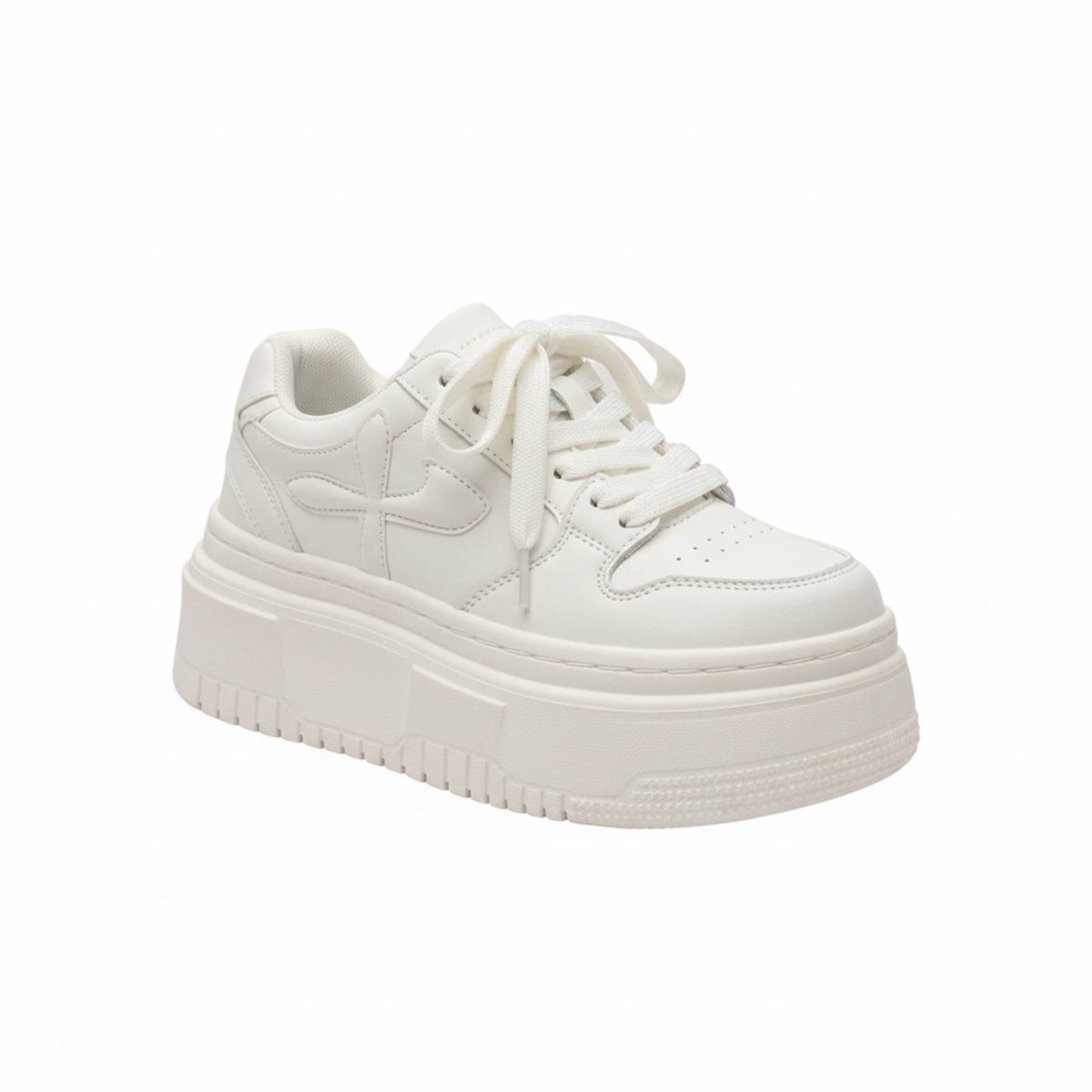 Women's Genuine Leather Platform Sneakers, Thick Sole Cream Shoes, Autumn Winter 2025, Chic Height Boost Casual Shoes