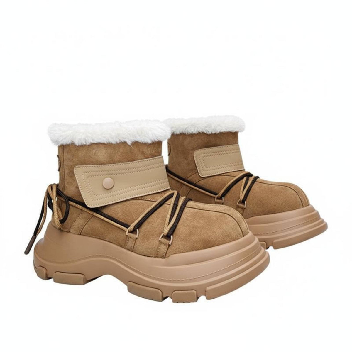 Winter High Top Boots, Polar Bread Chunky Front, Plush Lined, Thick Sole, Unisex