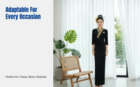 Dai Costume, Women's Lightweight Breathable Water-Splashing Dress, Black Skirt, Summer, Work, Daily Wear