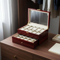 20-Slot Watch Box Piano Glossy Finish Wooden Watch Box Gold-Colored Hardware