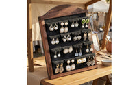 Arched Jewelry Frame Multiple Rows Wood Earring Rack Quick Access