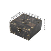 Square Wooden Storage Home Chest Decor Compact Size Hinged Lid for Tabletop