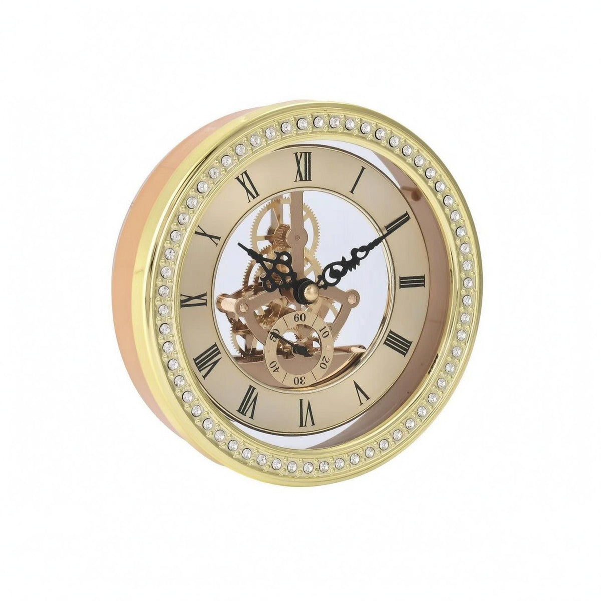 Wall Timepiece Crystal-Studded Roman Numeral Wall Timepiece Gold-Toned