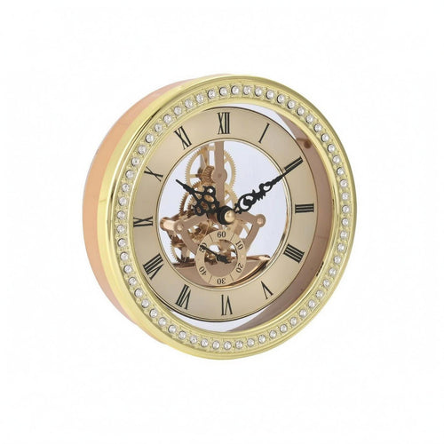 Wall Timepiece Crystal-Studded Roman Numeral Wall Timepiece Gold-Toned