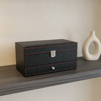 Watch Box with Drawer Compact Double-Layer Jewelry Box Stylish Watch Organizer with Drawer for Closet
