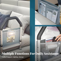 Under-Mattress Mobility Aid Adjustable Bed Assist Rail Wide Base for Bedside
