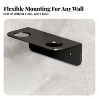 Space-Saving Shampoo Dispenser Bracket Drill-No-Cost Installation Shower Pump Bottle Holder Brushed Finish for Renters, Restroom