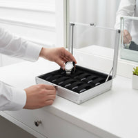 12 Compartment Watch Box Reinforced Corners Aluminum Watch Case Individual Item Storage Debris-Resistant Scuff Protection