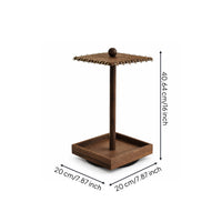 Wooden Jewelry Display Stand Golden-Hued Hooks Rotating Jewelry Stand Tray Base