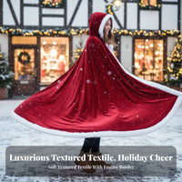 Christmas Velvet Cloak Tie Closure Full-Length Hooded Cloak Soft Texture for Men