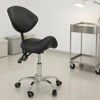 Height-Adjustable Saddle Chair Contoured Rolling Saddle Chair Padded Seat Seating Furniture