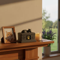 Resin Feline Memorial Box Personalized Feline Cremation Urn Handmade Design