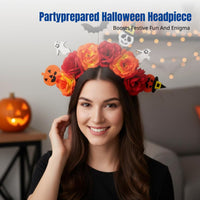 Dark Flower Headband, Halloween Bat Pumpkin Bone Decor, Party Costume, Photo Prop