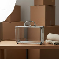 Transparent Makeup Container Sturdy Metal Frame Portable Cosmetic Storage Box