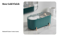 Dustproof Lidded Cosmetic Organizer Transparent Design Makeup Sponge and Swab Container Multi-Compartment for Women, Dressing Table, Dresser