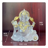 Seated Ganesha Figurine Indian Craftsmanship Resin Ganesha Statue Handmade