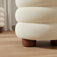 Cream Design Round Ottoman Comfortable Seating Soft Makeup Stool for Women
