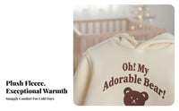 Autumn Winter Double-Sided Fleece Hooded Sweatshirt, Thick Warm Pullover, Cute Letter Pattern, Holiday Top for Babies