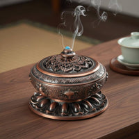 Metal Aromatic Resin Burner with Lid Multi-Functional Alloy Coil Aromatic Resin Burner Holder Antique Censer Promotes