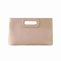 Cutout-Handle Bag Stitched Edges PU Handbag Minimal Design Structured Handbag