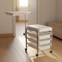 Pedicure Cart Stool Movable Beauty Cart with Seat Top Tray Rolling Drawer Seat for Beauticians