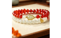 Red Agate Bracelet New Chinese Design Jade Gourd Bracelet Gift Idea for Birthday