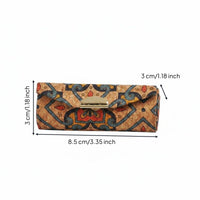 Portable Lipstick Storage Box Retro Pattern Beauty Accessory Secure Snap Closure