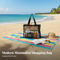 Lightweight Mesh Tote Bag Sturdy Large Capacity Beach Bag Comfortable Straps for Shoppers, Students, Daily Use, Travel, Picnic
