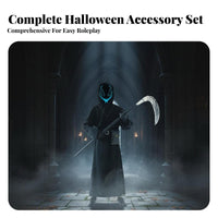 8 Pieces Grim Reaper Robe Set Hooded Design Grim Reaper Costume Set for Adults