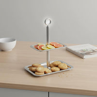 Double Tier Cake Stand Modern Minimal & Design Tiered Pastry Stand Mirror Finish