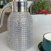 Double Walled Rhinestone Thermal Pot Leak-Proof Sparkle Insulated Tea Pot Included for Parties